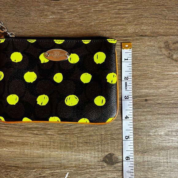 Coach Green Neon Polka Dot Signature Canvas Wristlet Style Number F52581 - Picture 11 of 16